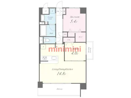 グランコート高槻(2LDK/4階)の間取り写真