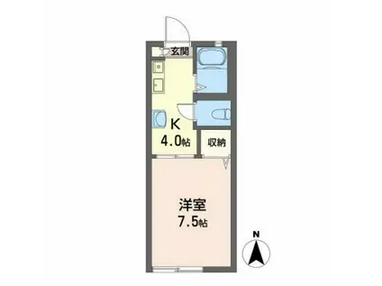 フレグランス中筋(1K/1階)の間取り写真