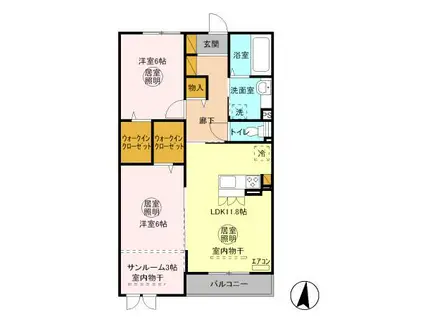 ラ・ドルチェヴィータ(2SLDK/2階)の間取り写真