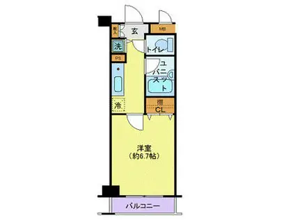 シンシア日本橋新川(1K/2階)の間取り写真