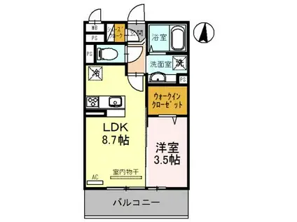 サンライズ湊II(1LDK/2階)の間取り写真