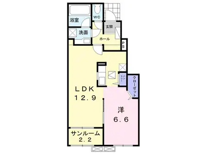 コンフォルト(1LDK/1階)の間取り写真