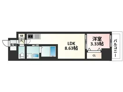 アーバンパーク新大阪(1LDK/3階)の間取り写真