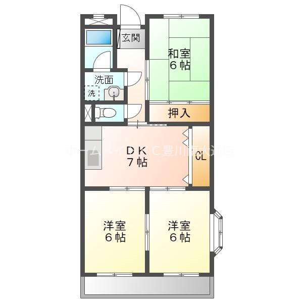 LIMPIA大山(3DK/3階)の間取り写真