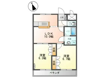 プラネット(2LDK/1階)の間取り写真