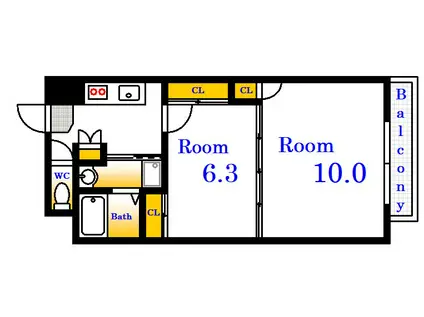 エイトバレー上天満(2K/5階)の間取り写真
