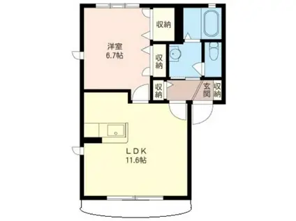 ラ・フィオーレB(1LDK/1階)の間取り写真