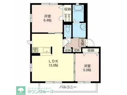 メルヴェーユ III(2LDK/1階)の間取り写真