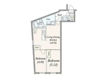 GRAN PASEO三宿II(2LDK/4階)の間取り写真