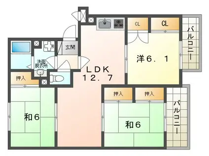 トリヴァンベール星田(3LDK/2階)の間取り写真