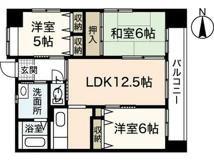 ワイビル(3LDK/9階)の間取り写真