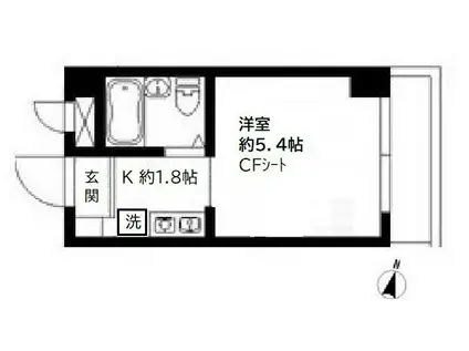 カレッジハイツ稲毛(1K/2階)の間取り写真