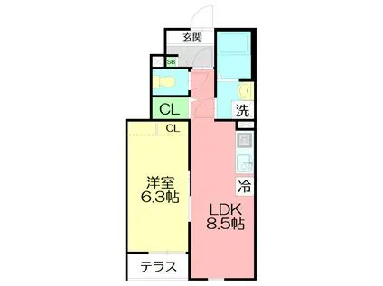 南鴨宮2丁目アパート(1LDK/2階)の間取り写真