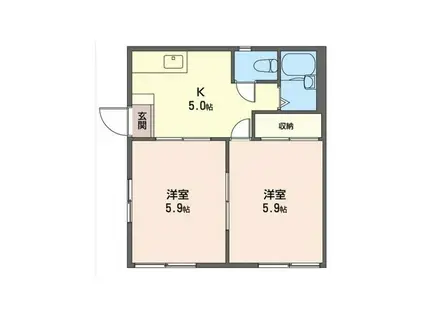 ハイツフレグランス(2K/1階)の間取り写真