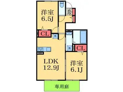 メゾン・グランシャリオ(2LDK/1階)の間取り写真