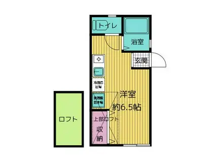 ウエスト・ウイング(ワンルーム/2階)の間取り写真