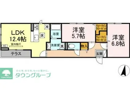 サウスヒルズ世田谷(2LDK/2階)の間取り写真