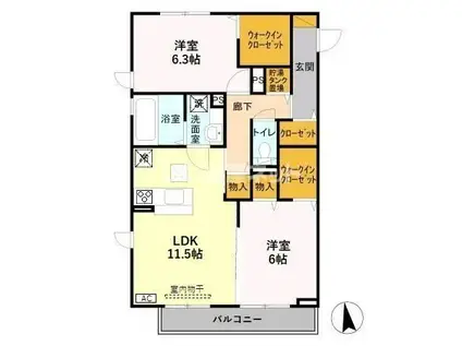 D-ROOM幸町(2LDK/1階)の間取り写真