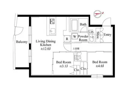 ルネサンスコート目黒南(2LDK/1階)の間取り写真