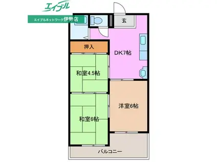 馬瀬ハイツ(3DK/5階)の間取り写真