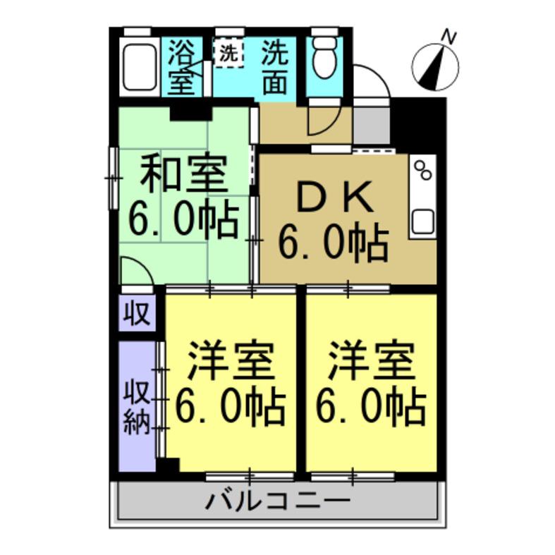 日の丸ビル(3DK/2階)の間取り写真