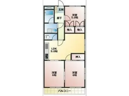 エクセレンス原 A棟(3LDK/3階)の間取り写真