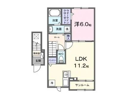 ハイムS(1LDK/2階)の間取り写真