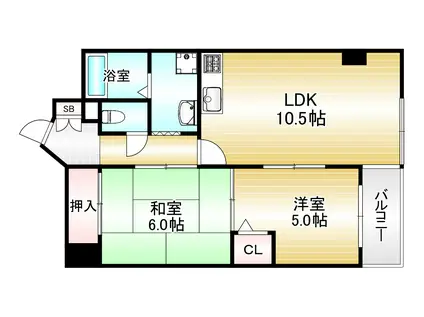 ドムール清水丘(2LDK/2階)の間取り写真