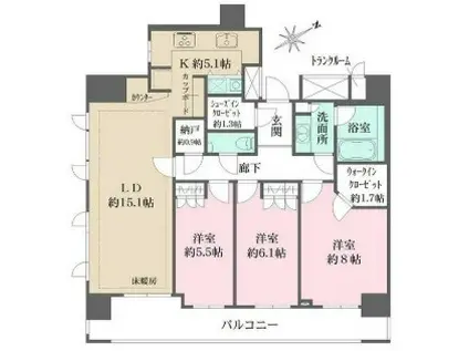 渋谷アインス(3LDK/6階)の間取り写真