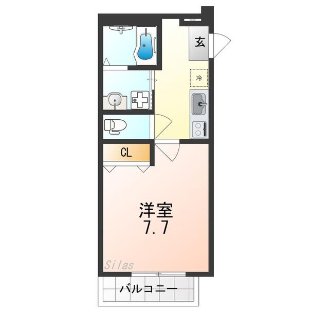 フジパレス湊サウス(1K/3階)の間取り写真