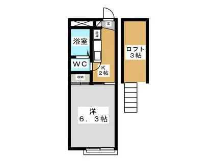 ベストホーム(1K/2階)の間取り写真
