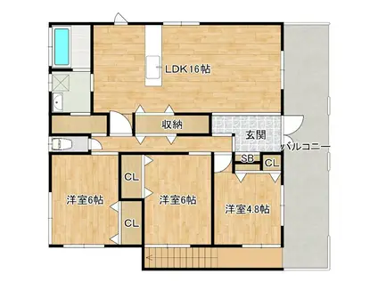 パークハウス(3LDK/1階)の間取り写真