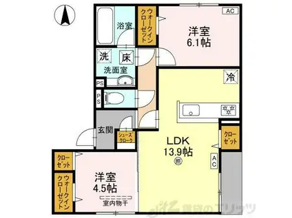 D-RESIDENCE南茨木(2LDK/1階)の間取り写真