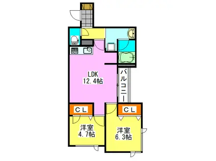 グランシャリオ(2LDK/3階)の間取り写真