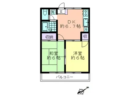 リバティハウス(2DK/1階)の間取り写真