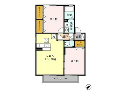 セジュールくりII(2LDK/1階)の間取り写真