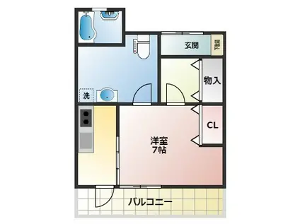 フレーズ向山(1K/3階)の間取り写真