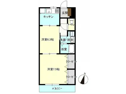 ミントハウスII(2K/2階)の間取り写真