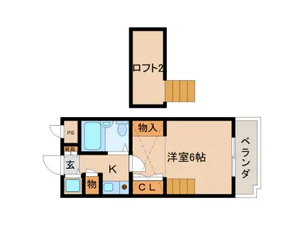 シティパレス西大寺北町P I(1K/1階)の間取り写真