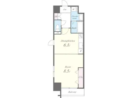 ラ・グラシューズ(1DK/5階)の間取り写真