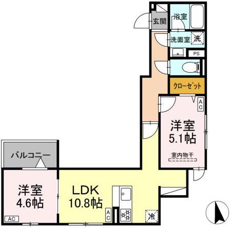 板橋区前野町1丁目PJ(2LDK/3階)の間取り写真