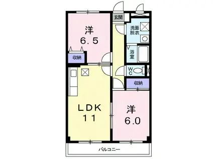 アンソレイエ(2LDK/3階)の間取り写真