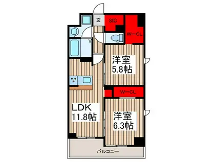 MIMOSA北朝霞(2LDK/1階)の間取り写真