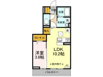 LUPINUS A棟 ルピナス(1LDK/3階)の間取り写真