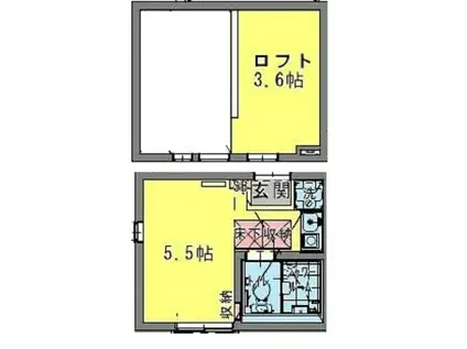 ルミエール新子安(ワンルーム/2階)の間取り写真