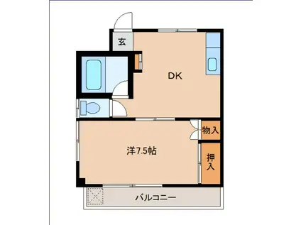 セントラルハイツ(1DK/2階)の間取り写真