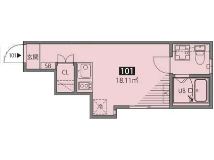 リーフテラス仙川(ワンルーム/1階)の間取り写真