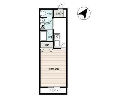 サイプレス(1K/2階)の間取り写真