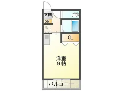 プライム富洲原(ワンルーム/3階)の間取り写真
