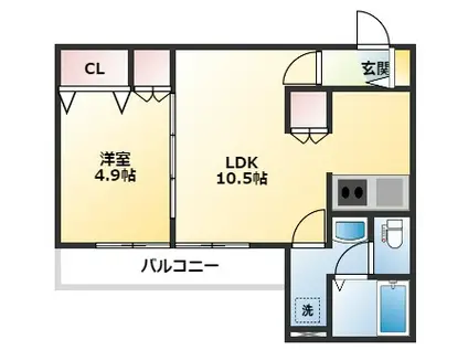 COCORO61113(1LDK/2階)の間取り写真